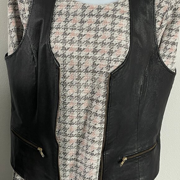 Black Leather Vest M Motorcycle Vest Unisex sleeveless vest jacket - Picture 6 of 8